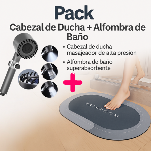 Pack Cabezal de Ducha + Alfombra de baño