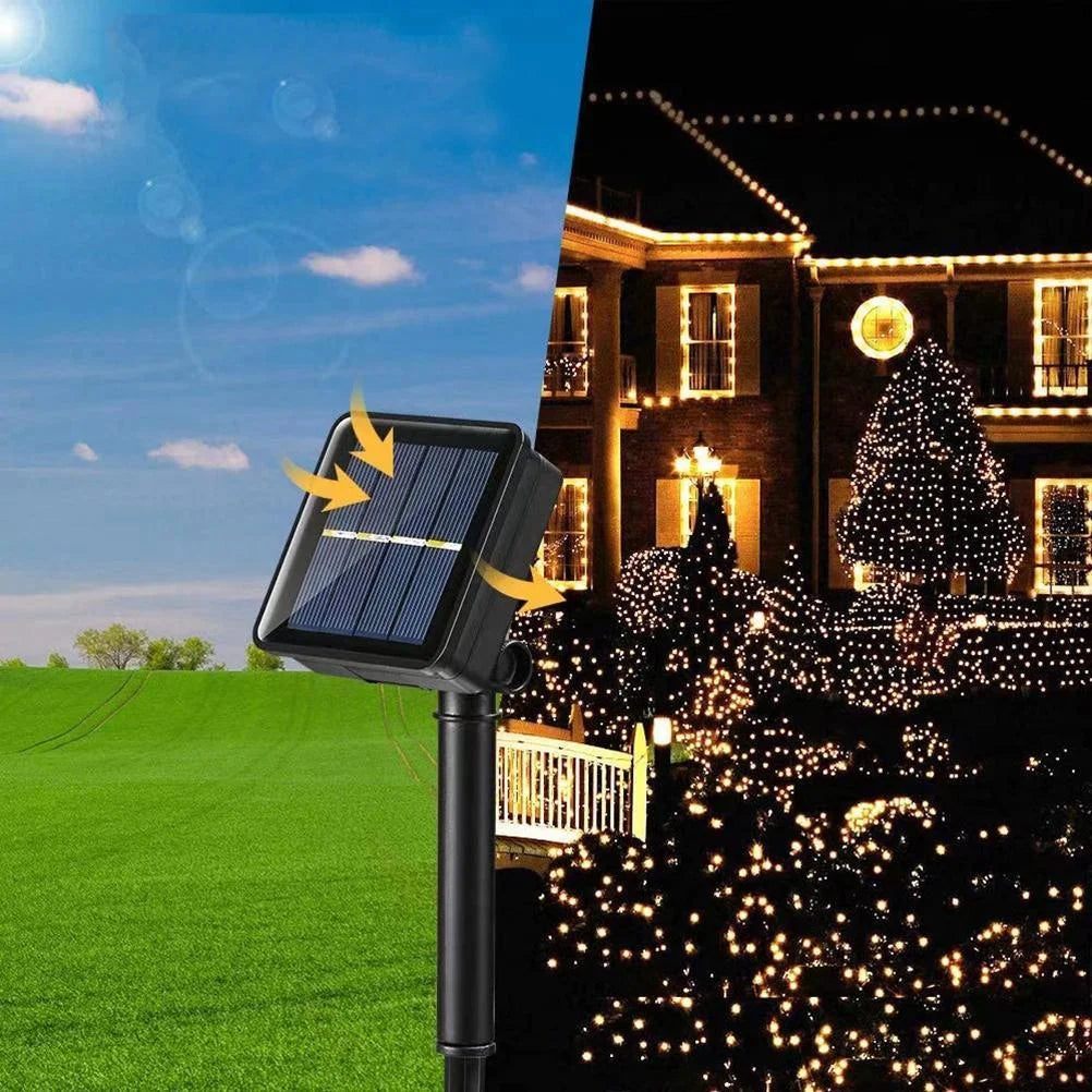Luces Solares Navideñas 20 m · 170 LED · Encendido Automático