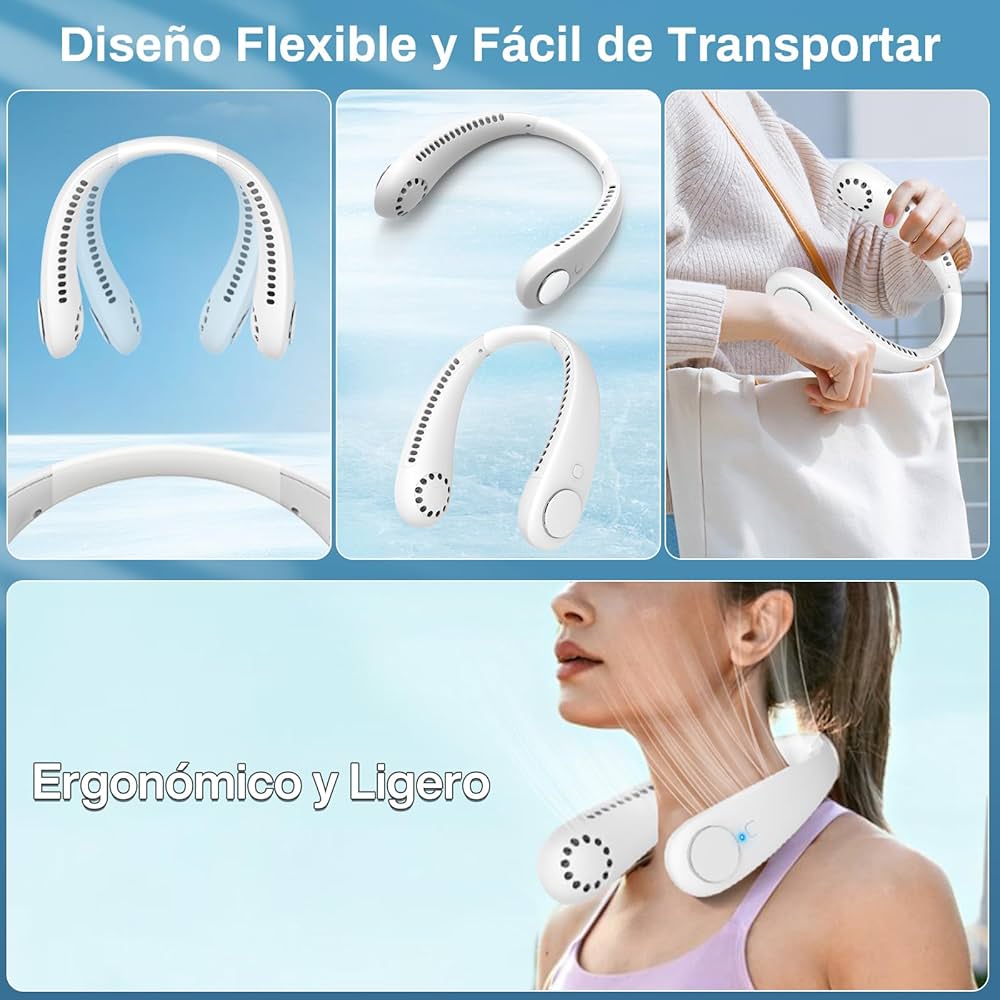 Ventilador de Cuello 360° Recargable – Frescura Portátil