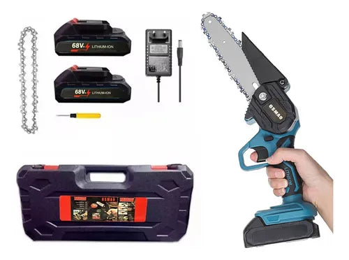 Mini Motosierra 6" Electrica + 2 baterias Recargables